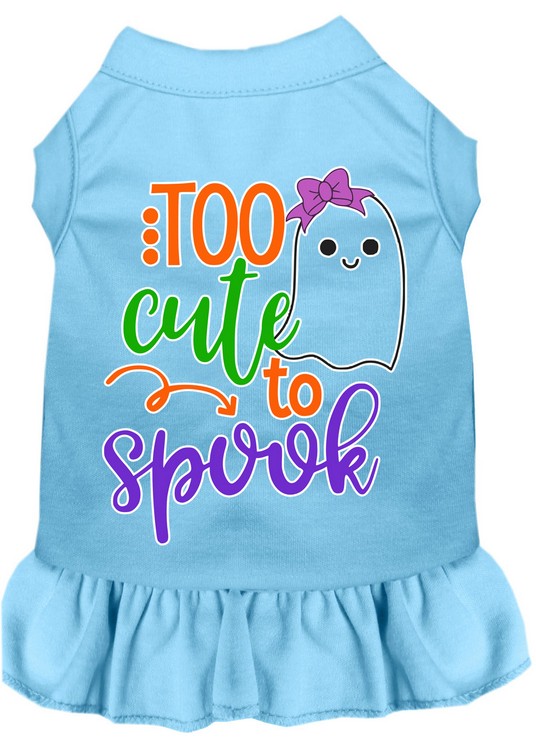 Too Cute to Spook-Girly Ghost Screen Print Dog Dress Baby Blue XS